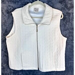 Company Collection Petite White Quilted Full Zip Sleeveless Vest Womens PL